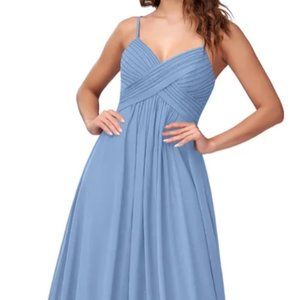 Azazie Shannon Dress in Steel Blue